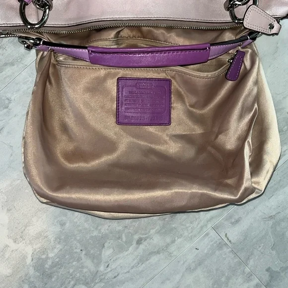 Coach  Kristin satchel  shoulder/Crossbody bag  color block Pearl Violet/ purple - Picture 14 of 17